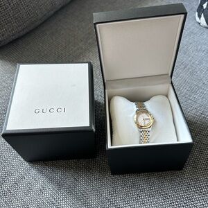 Gucci G- Timeless Silver Dial Two Tone Gold 38mm Watch
